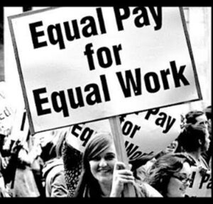 Image of women protesting for equal rights in employment